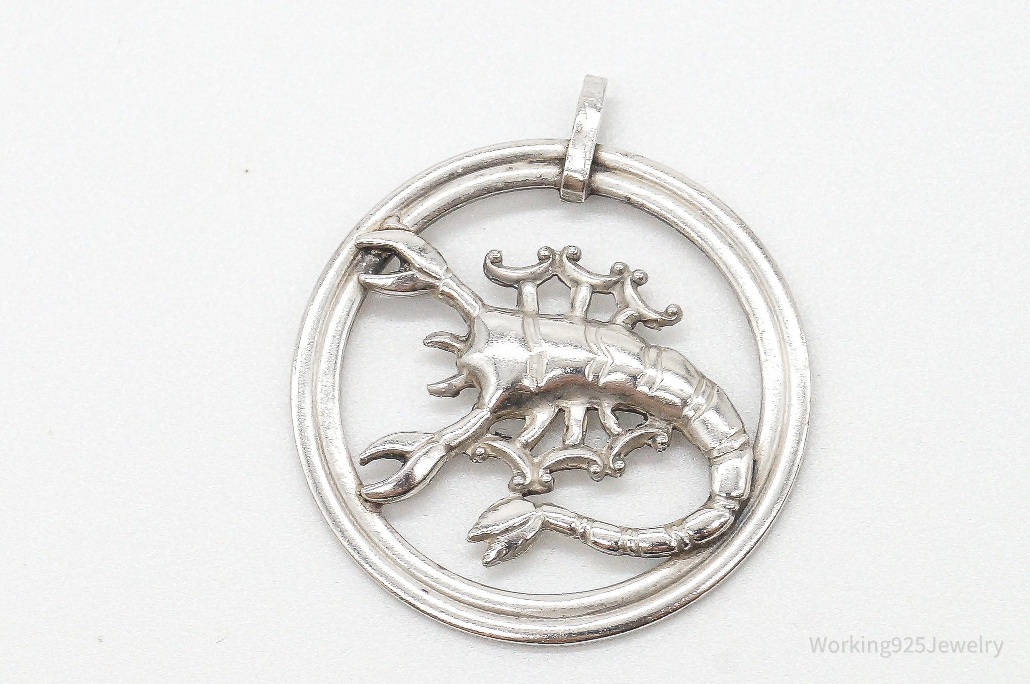 Large Vintage Designer Van Dell Scorpion Scorpio Sterling Silver Pendant