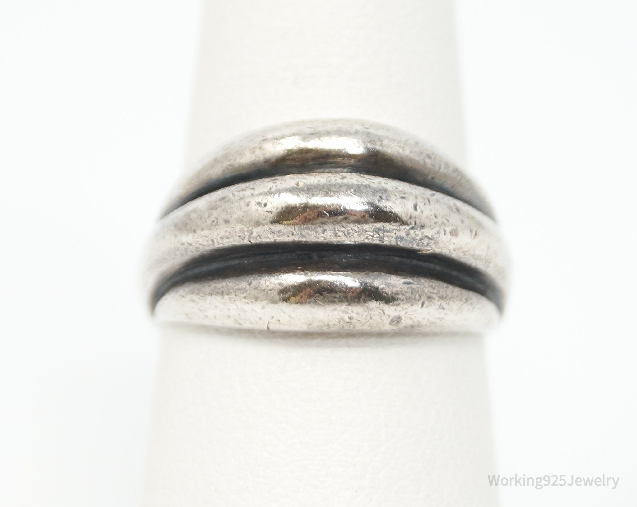 RETIRED Rare Vtg Designer James Avery Ribbed Dome Sterling Silver Ring - Sz 6.75