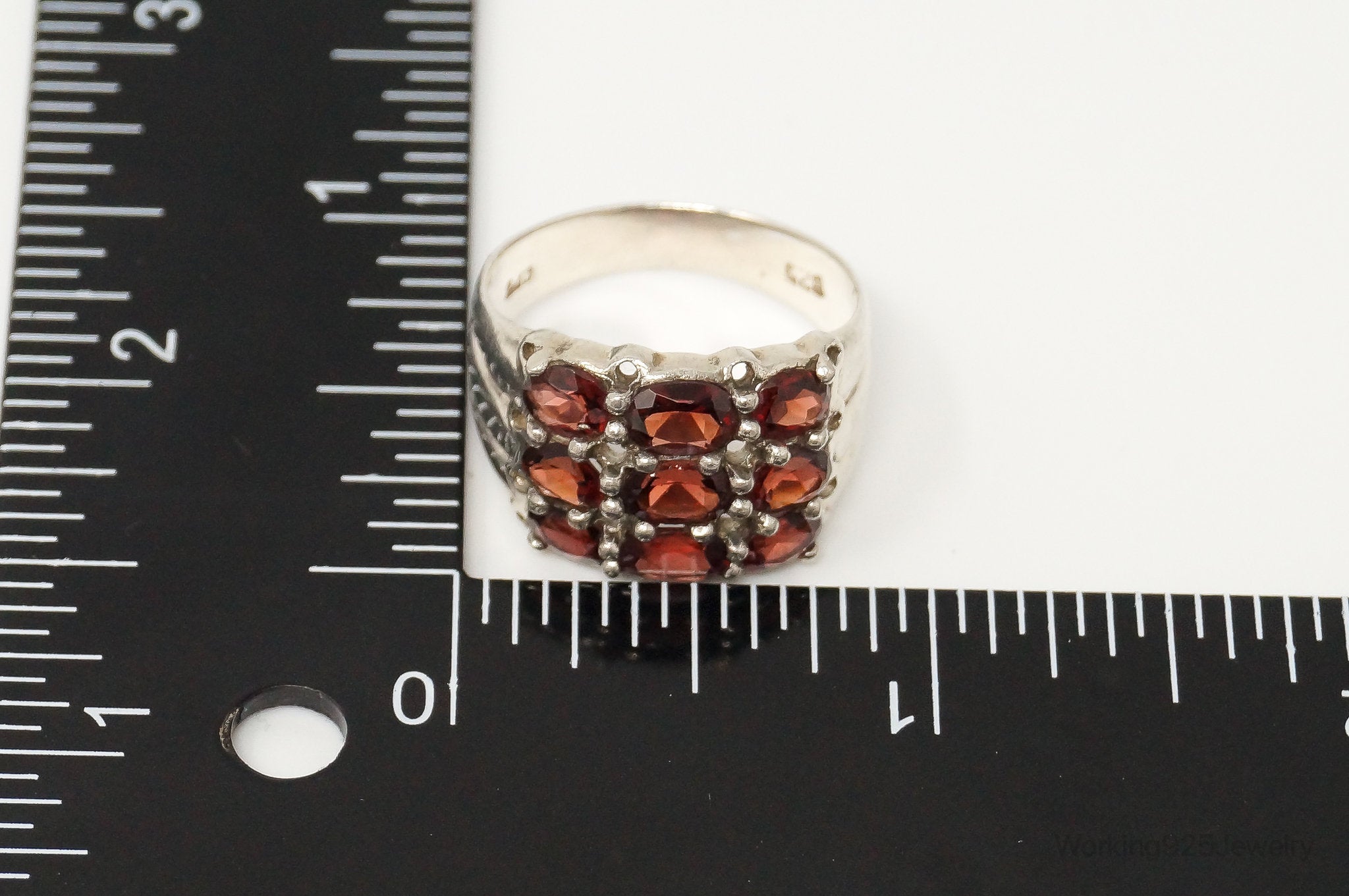 Vintage Garnet Sterling Silver Cocktail Ring - Size 10