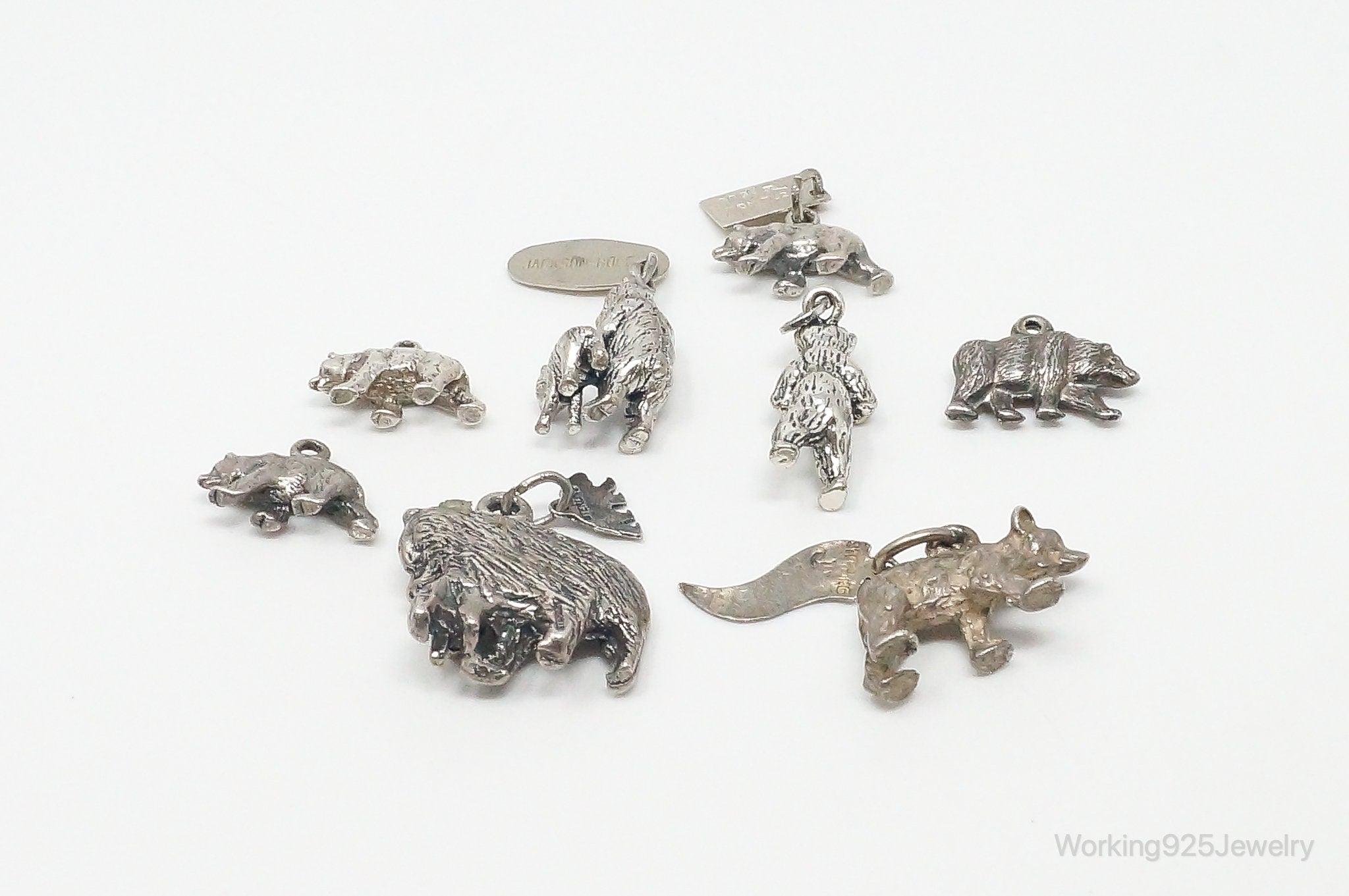 Vintage Antique Bears Cubs Sterling Silver Charms Lot