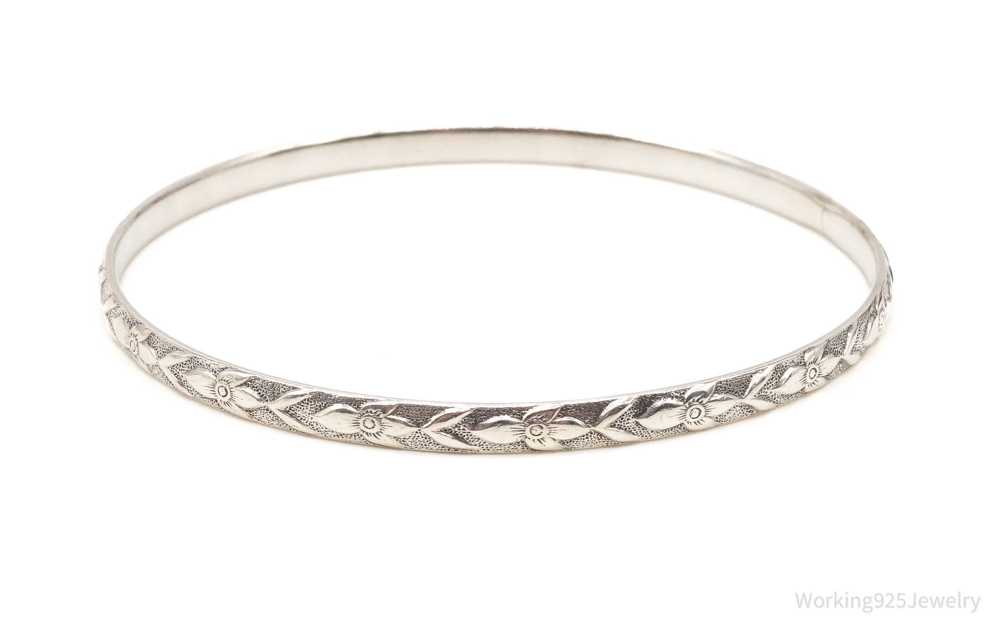 Antique Art Nouveau Sterling Silver Bangle Bracelet