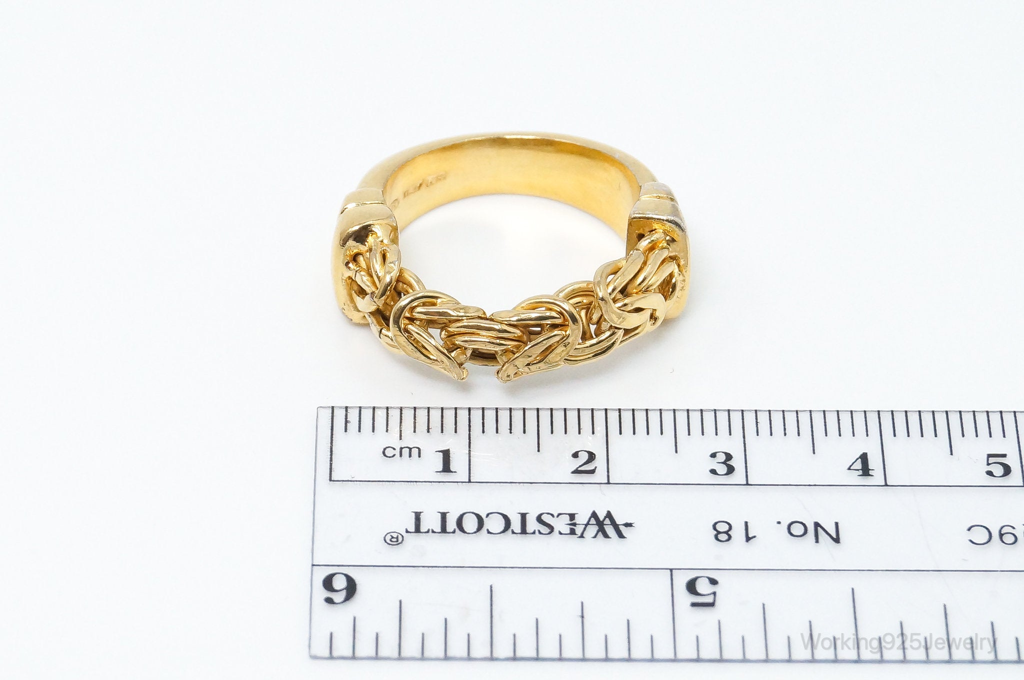 Vintage Italy Designer UTC Byzantine Gold Vermeil Sterling Silver Ring SZ 9