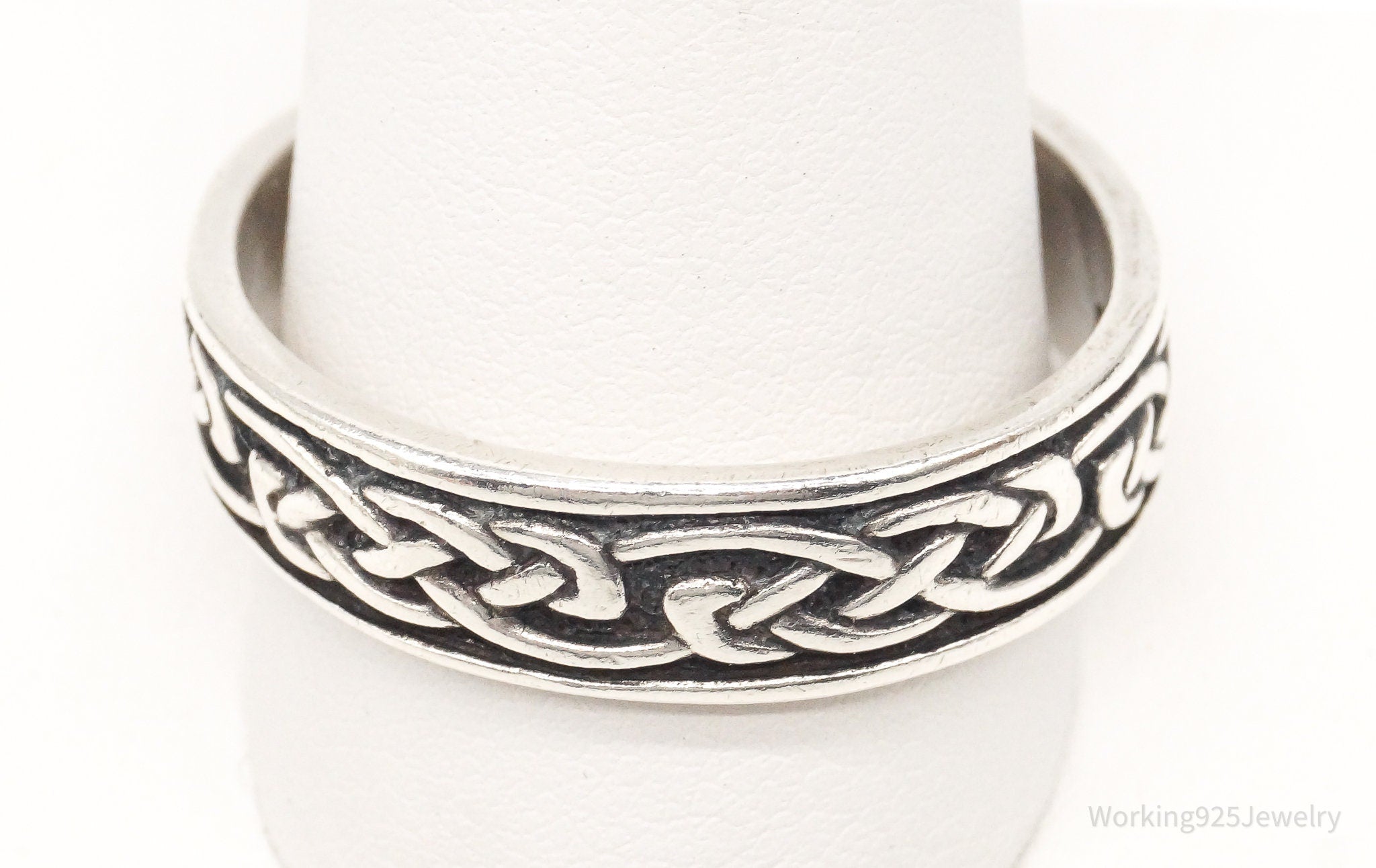 Vintage Designer WMCO Celtic Knot Design Sterling Silver Band Ring - Size 13.75