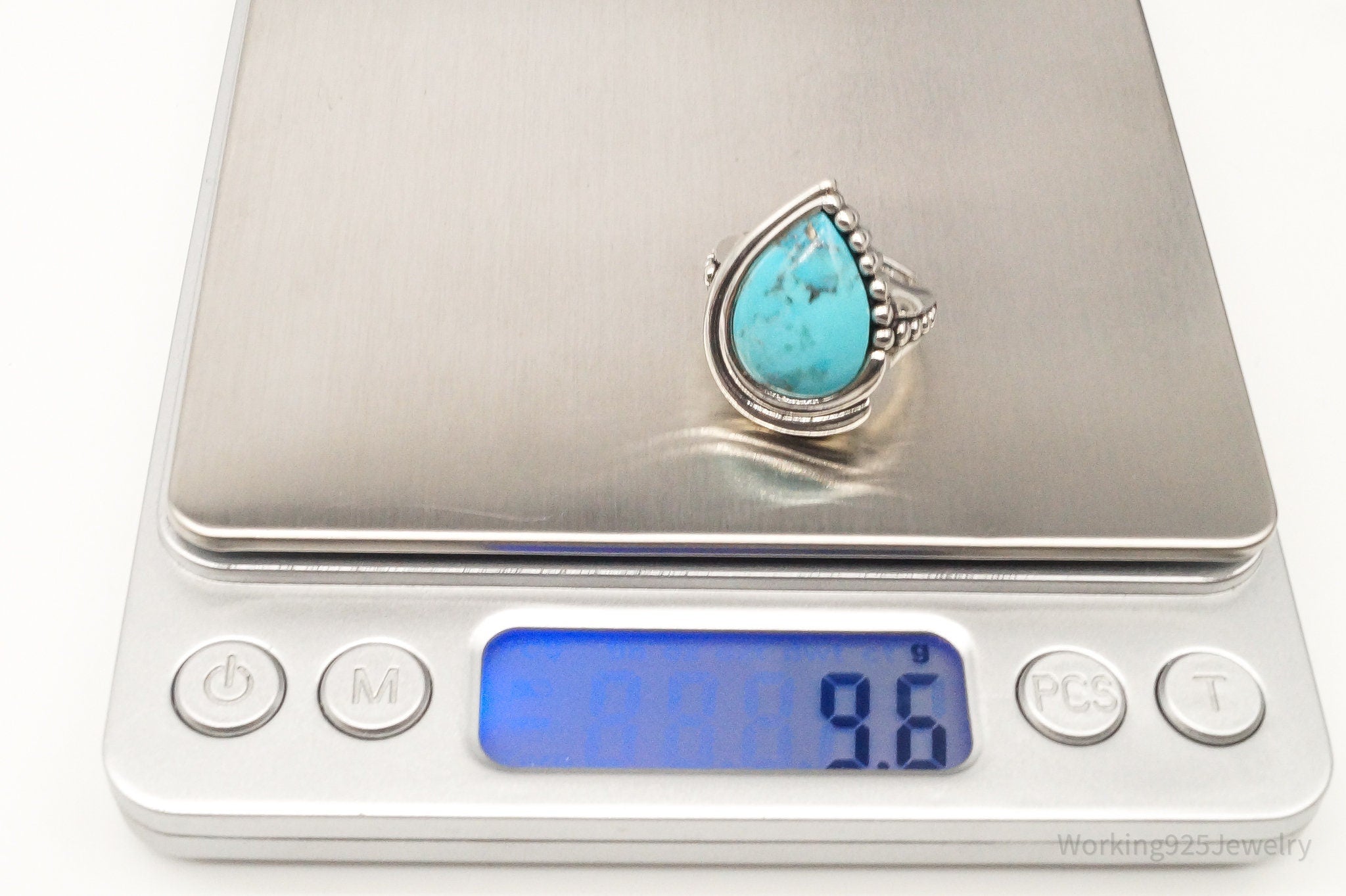 Designer SX Turquoise Sterling Silver Ring - Size 6