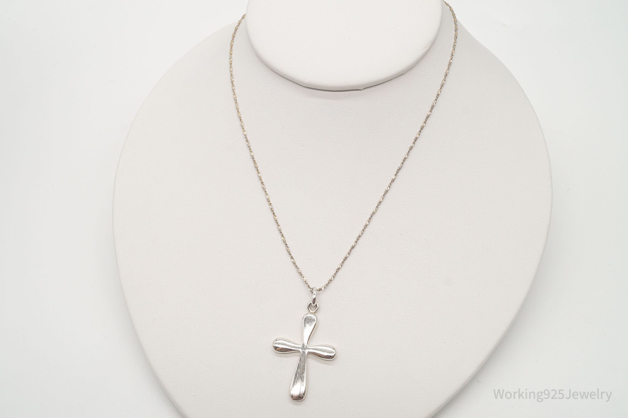 Vintage Designer Boma Cross Sterling Silver Necklace