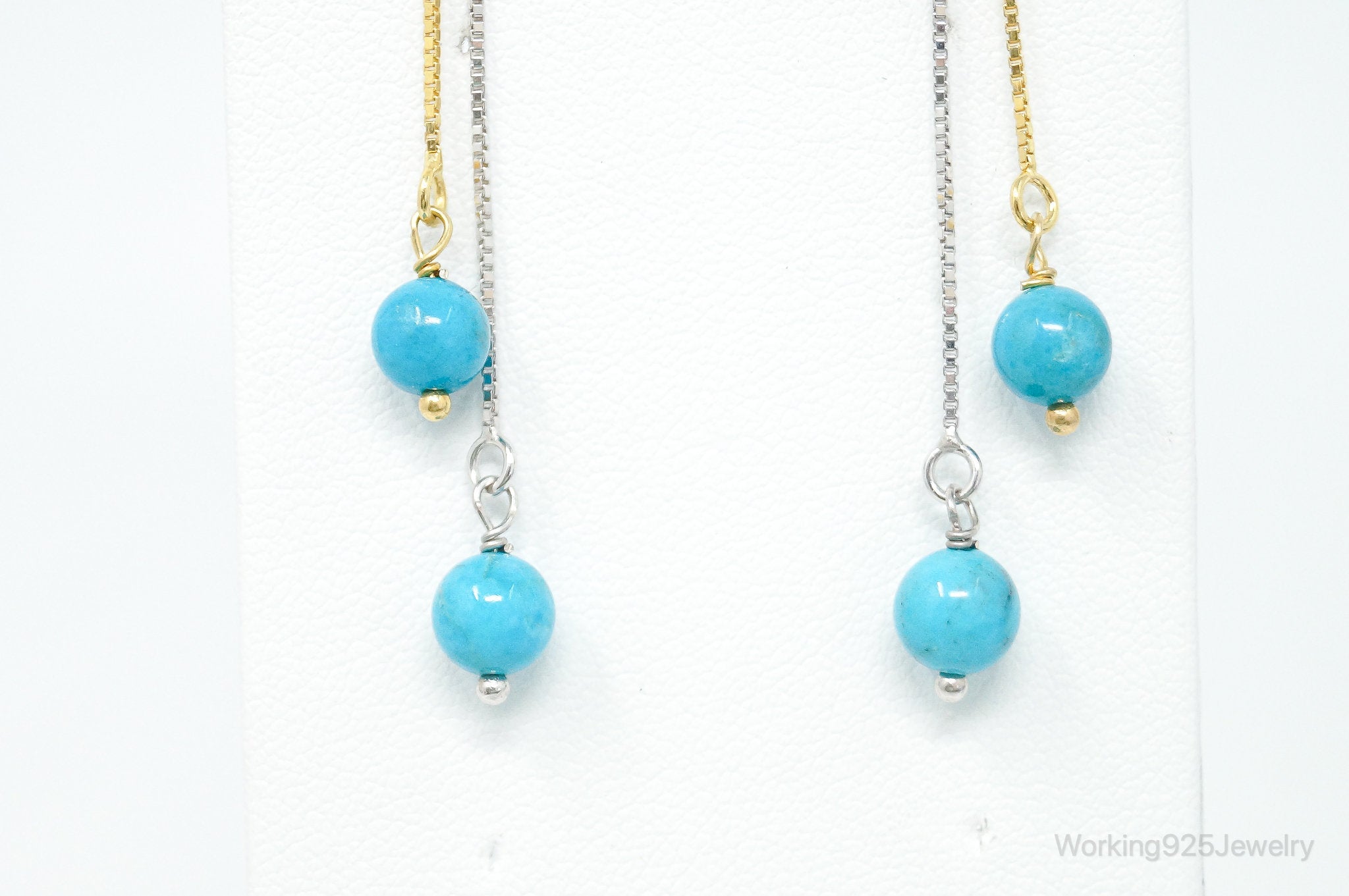 Turquoise Gold Vermeil Sterling Silver Earrings Set