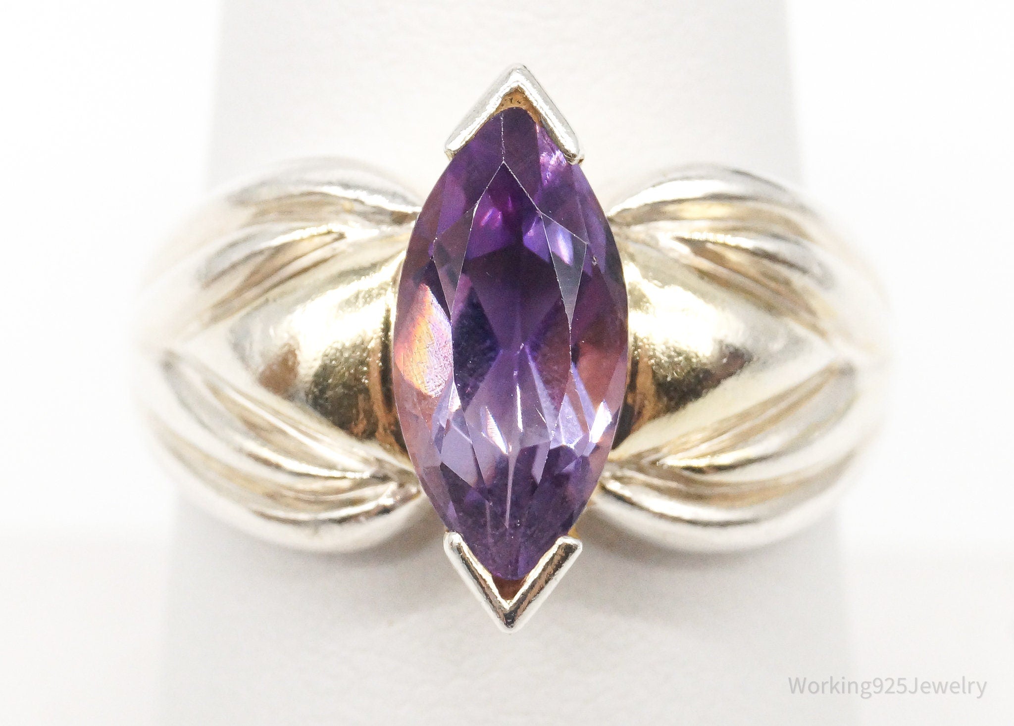 Vintage Amethyst Sterling Silver Ring - Size 7.75