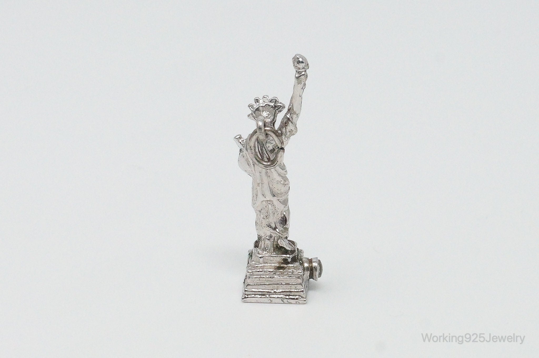 Rare Statue of Liberty New York Skyline Picture View Sterling Silver Charm