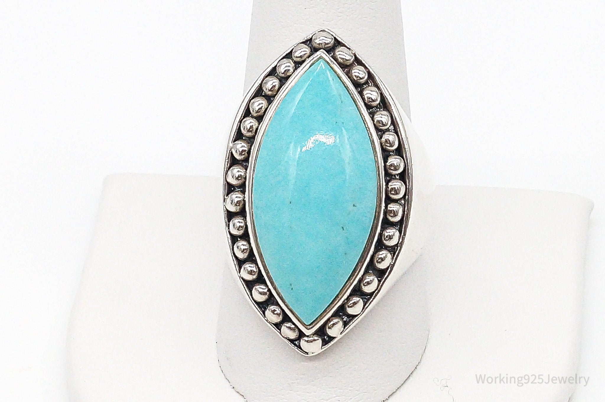 Designer SX Turquoise Sterling Silver Ring - Size 10