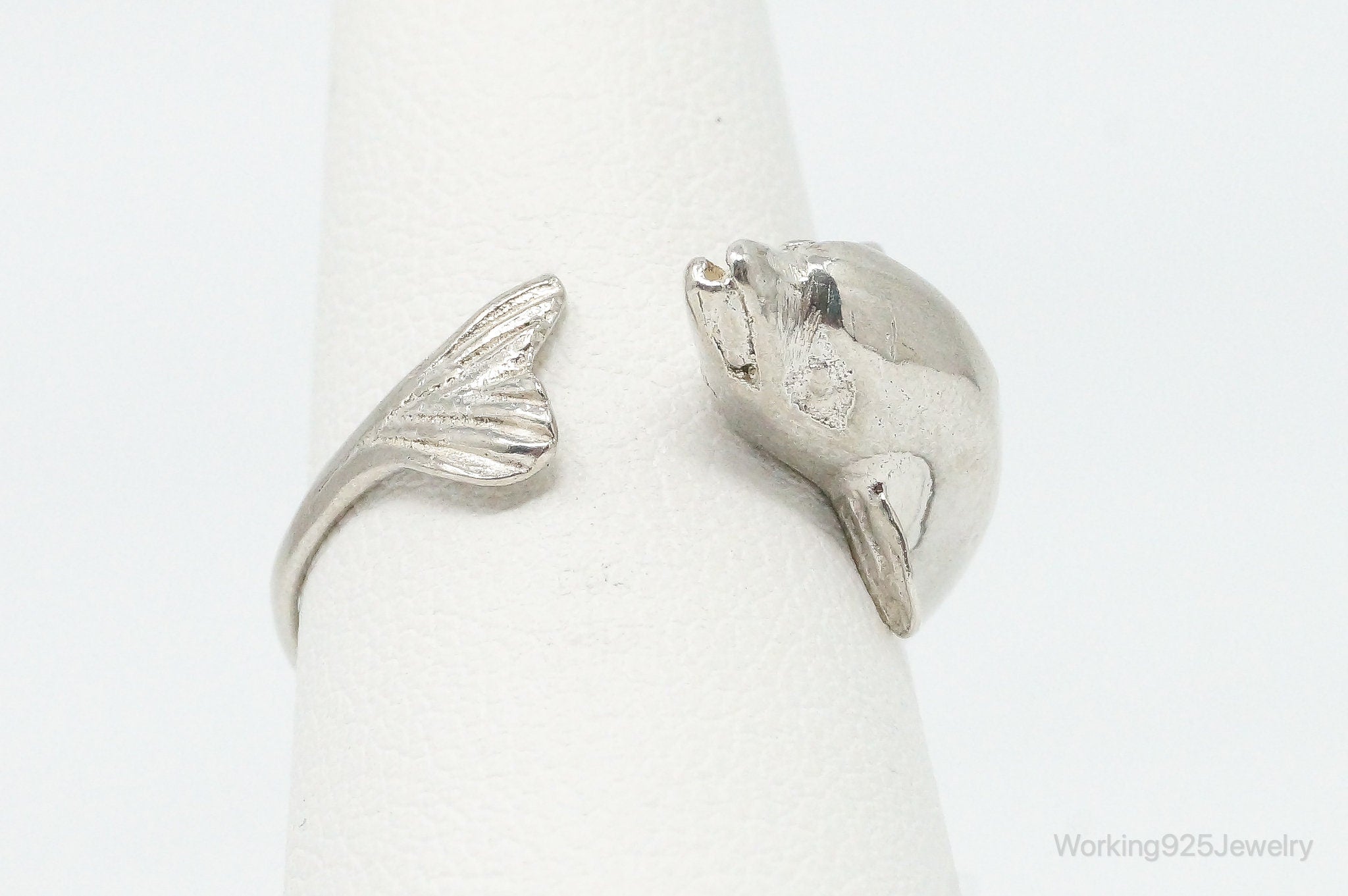 Vintage Dolphin Sterling Silver Wrap Ring - Size 7.25