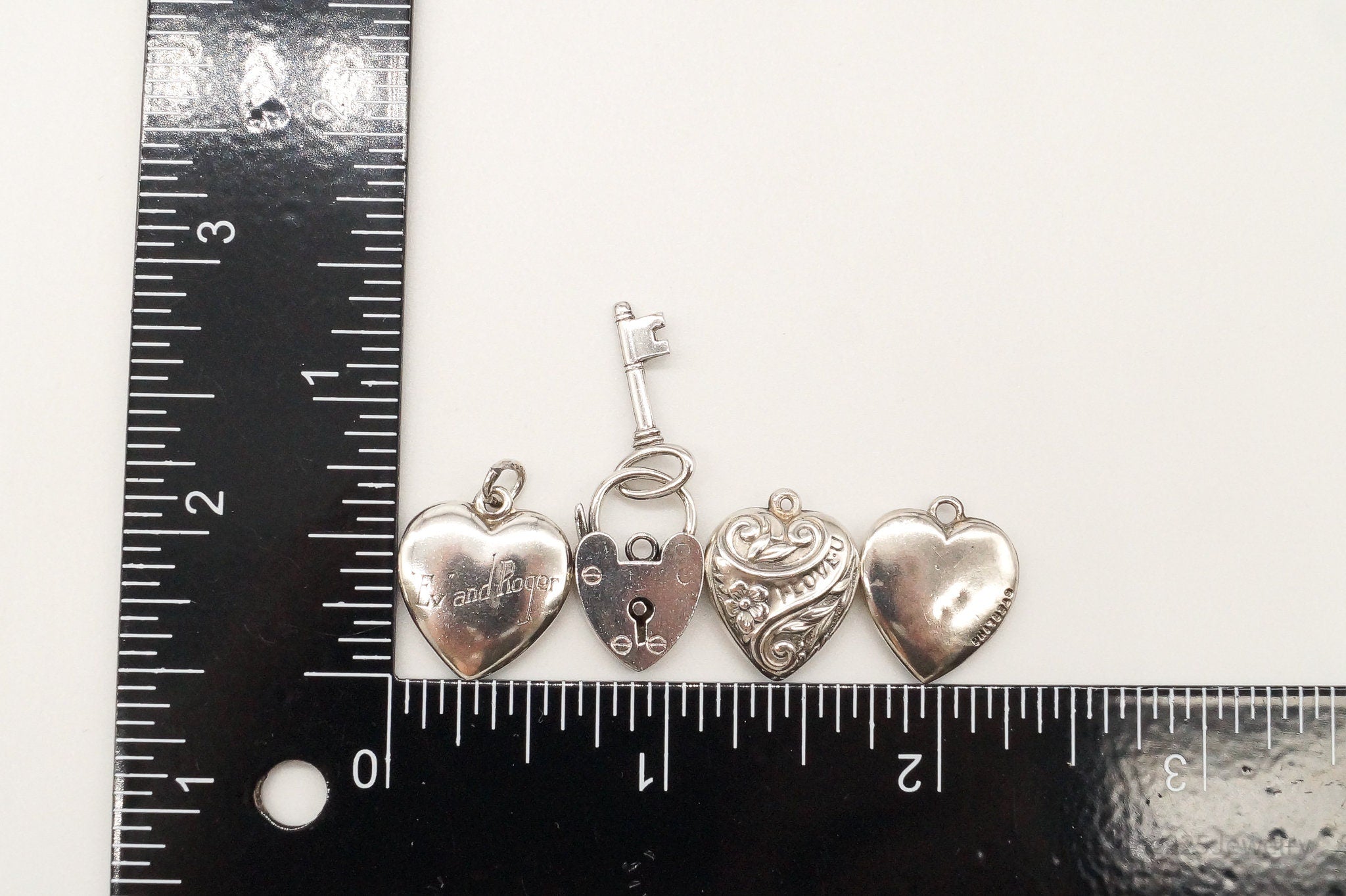 Vintage Antique Puffy Hearts Sterling Silver Charms Lot