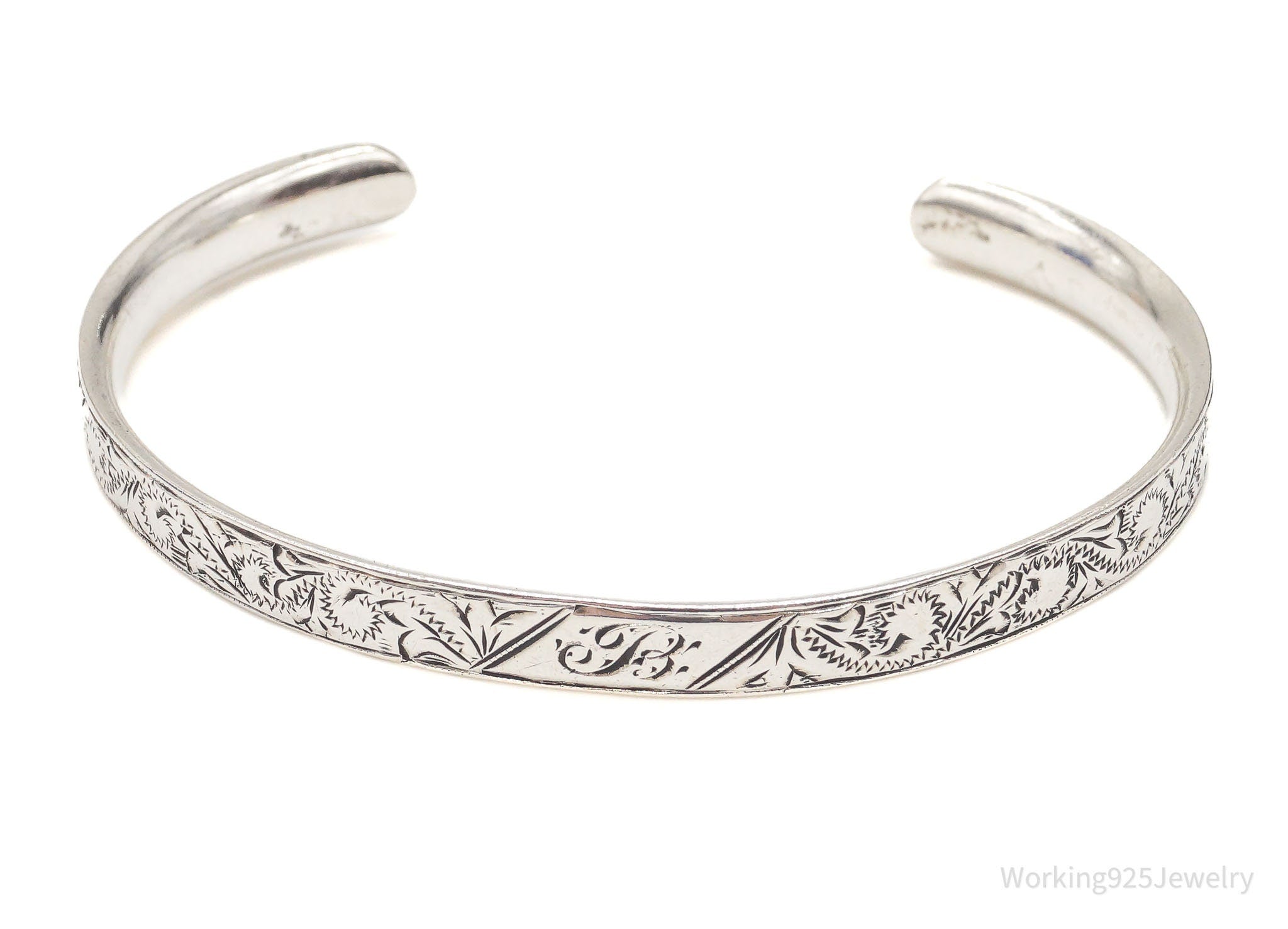 Antique Letter "B" Art Nouveau Sterling Silver Bracelet