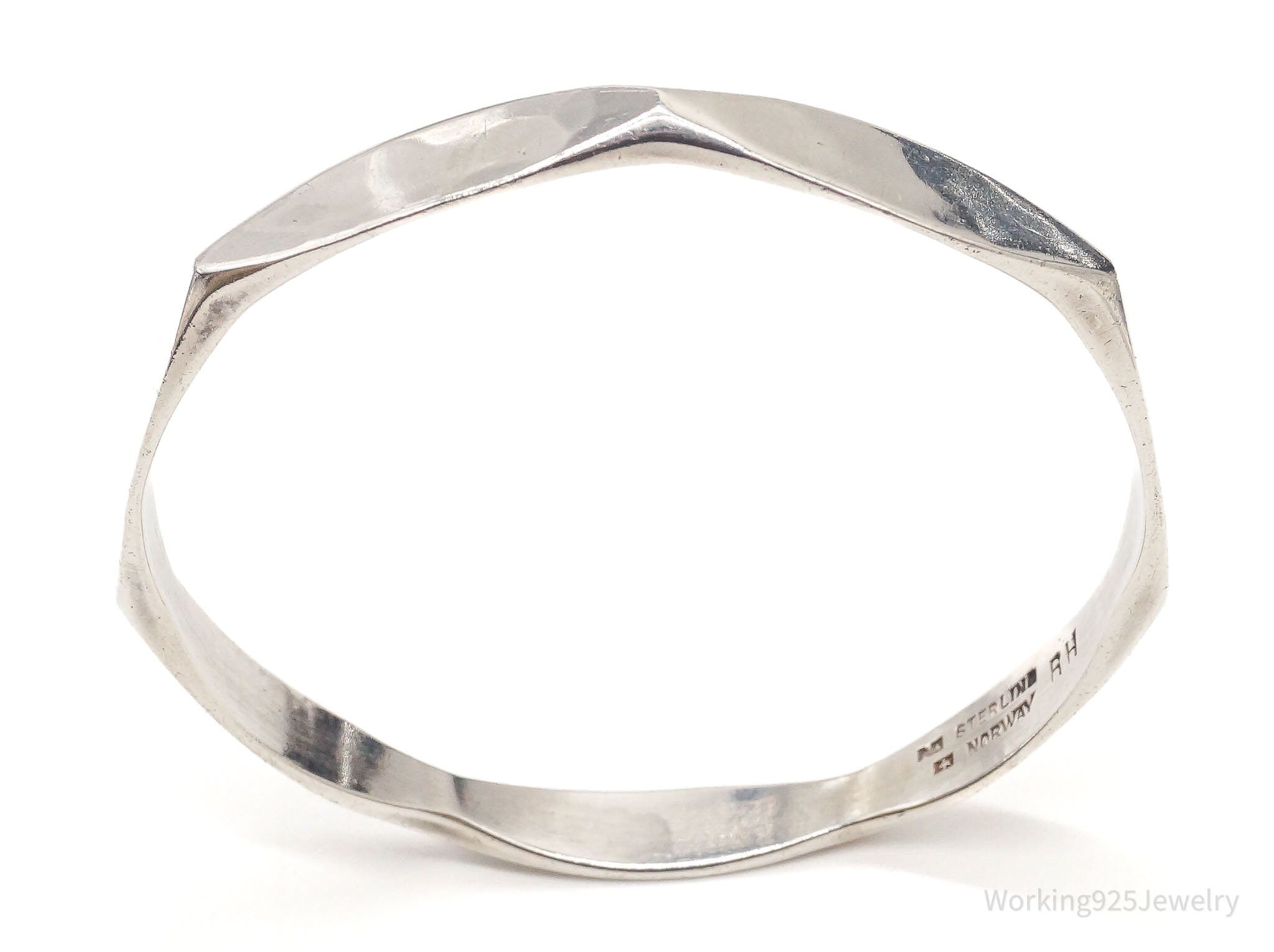 RARE 1960s Norway Modernist Designer Ragnar Hansen Sterling Silver Bracelet