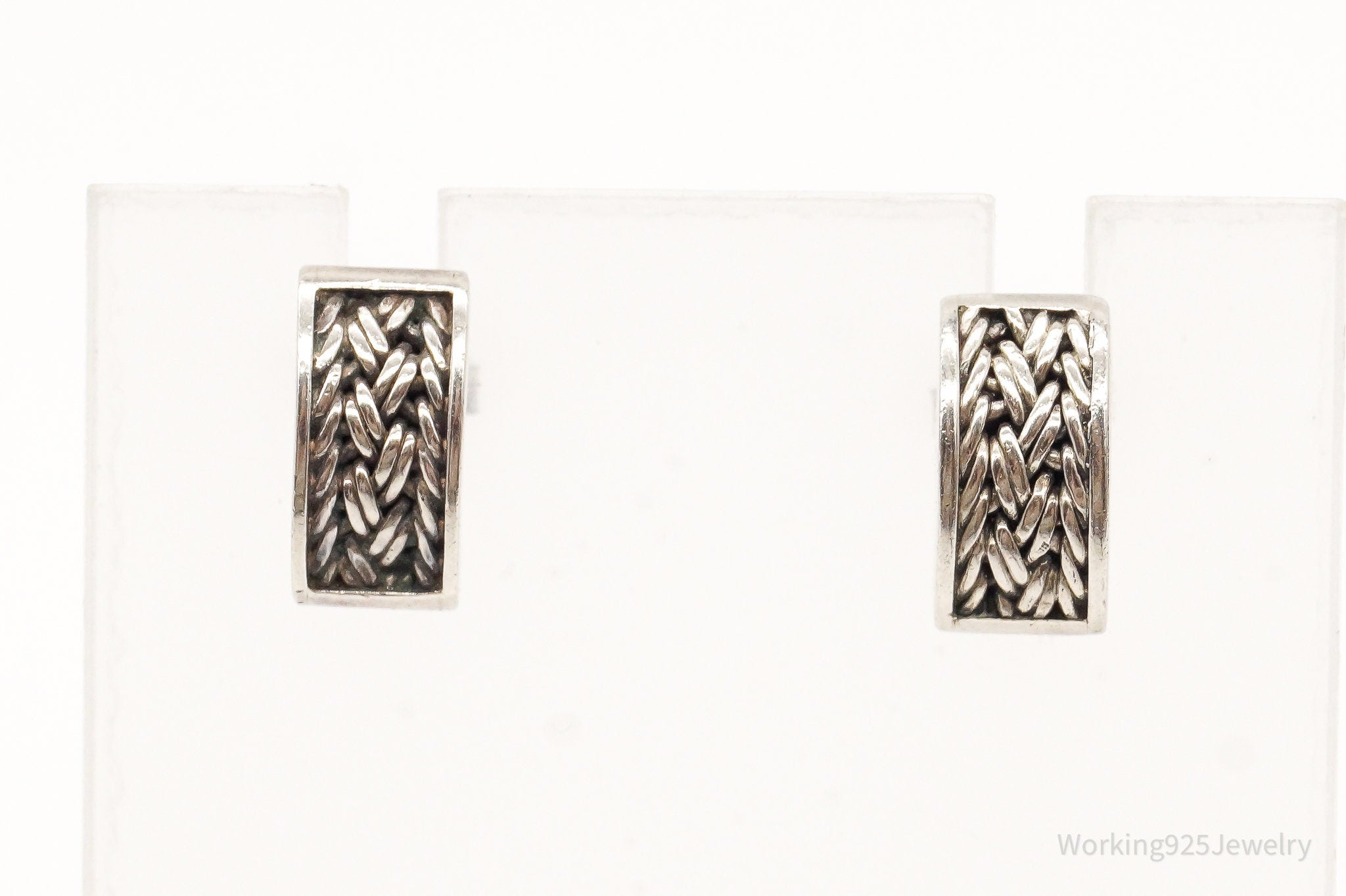 Designer Lois Hill Woven Sterling Silver Earrings